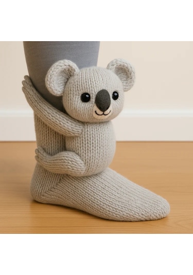 Hayvanlı Çorap Noel Örgü Zemin Çorabı Isıtıcı Çorap Örgü Timsah Çorapları 135 Pudra