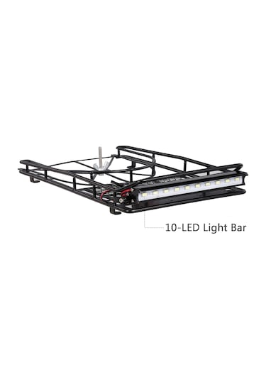 Yifomall 1/10 Rc Crawler İçin Led Işıklı Tekerlekli Tavan Rafı - Trx4, Scx10, Rc4wd Gen8 Uyumlu Allyuminyum Bagaj Taşıyıcı