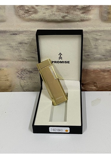 Promise Marka Sarı Gold Renk Gazlı İnce Kişiye Özel Çakmak