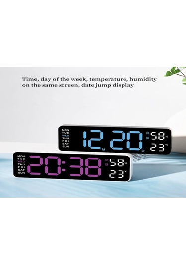 Teltree 9 İnç Büyük Sayıklı Duvar Saati - Sıcaklık, Nem, Hafta Günü Gösterici, Otomatik Işık Regülasyonlu Led Dijital Alarm Saat Kırmızı - Siyah
