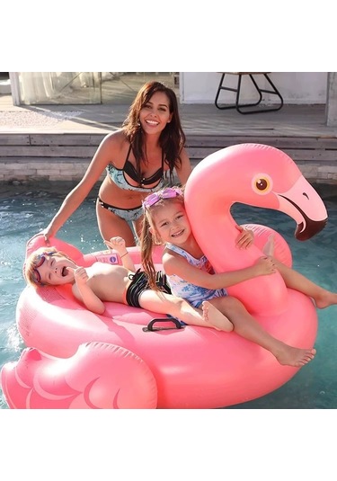 Flamankuşu Figürlü Tırabzanlı Şişme Deniz Yatağı Çok Renkli