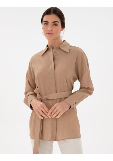 Pierre Cardin Kadın Bej Gömlek Desenli 50306501-vr011 Bej