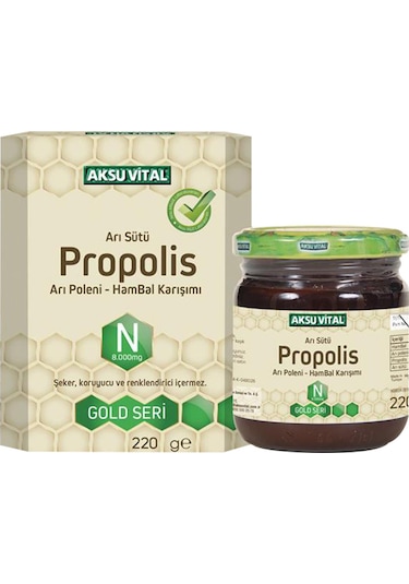 Aksu Vital Gold N 8.000 MG Arı Sütü Propolis Arı Poleni Ham Bal Karışımı 220 G