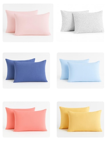 Oznhome %100 Pamuklu 2'li Yastık Kılıfı 50 70 Yastık Kılıfı Açık Mavi