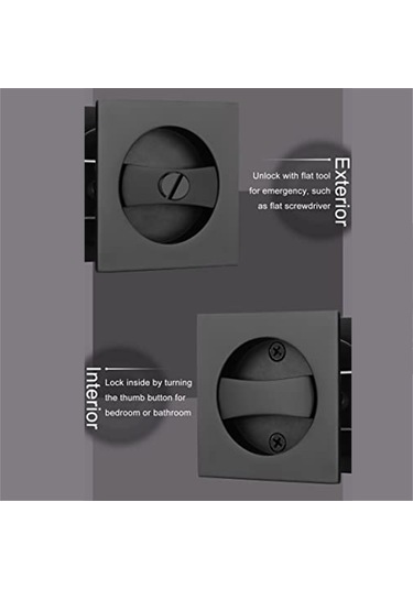 Nayomiglow Cep Kapı Kilidi, Mat Siyah Çağdaş Gizlilik Kare Cep Kapı Donanımı, Siyah Sürgülü Cep Kapı Kilidi