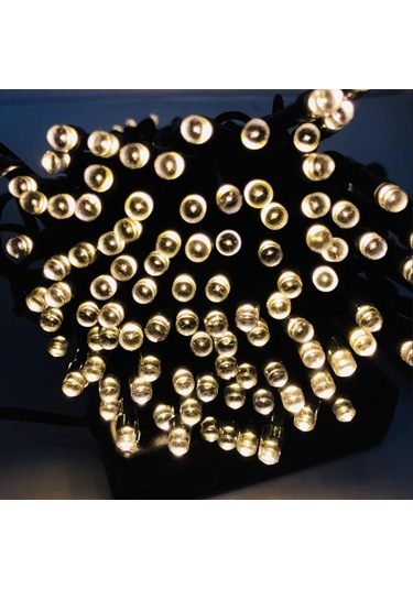 Sge Teknoloji Güneş Enerjili 100 Led 12 Metre Sarı Renk Bahçe Ayd Çok Renkli