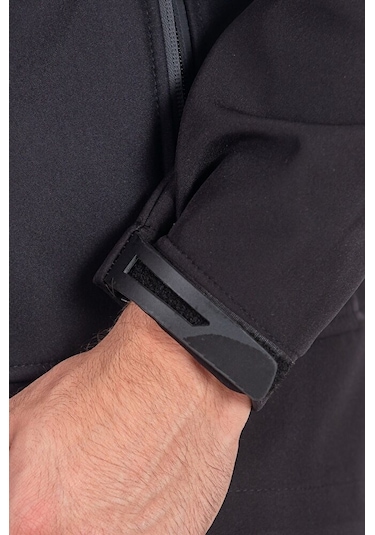 Suya Dayanıklı Slim Fit Softshell Kapüşonlu Erkek Mont Siyah Suya Dayanıklı Slim Fit Softshell Kapüşonlu Erkek Mont Siyah