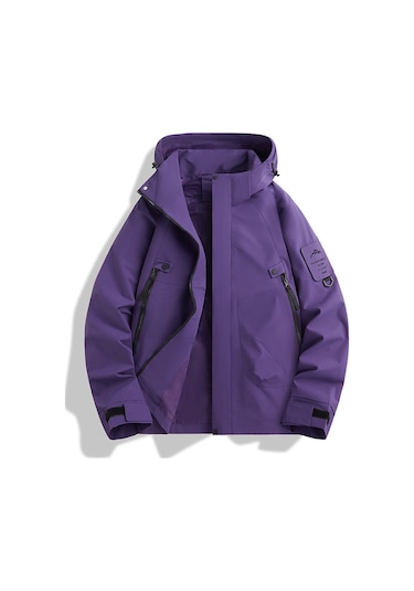 Erkek Ve Kadın Dağ Ceketleri, Rüzgar Geçirmez Ve Su Geçirmez, Açık Hava Sporları İçin İnce Kapüşonlu Mor