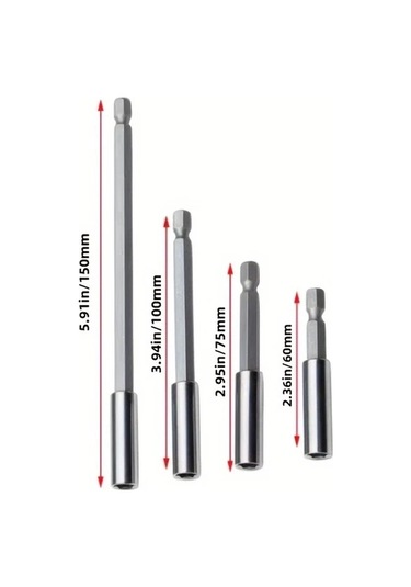 Willowhaven 1/4 İnç Şaftlı 150mm Promaster Manyetik Uzatmalı Uç Seti - Elektrikli Matkaplar İçin Uzun Saplı Vidalama Uçları Diğer