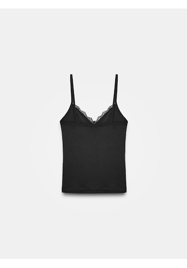 Dilvin 21191 Dantelli Top-siyah
