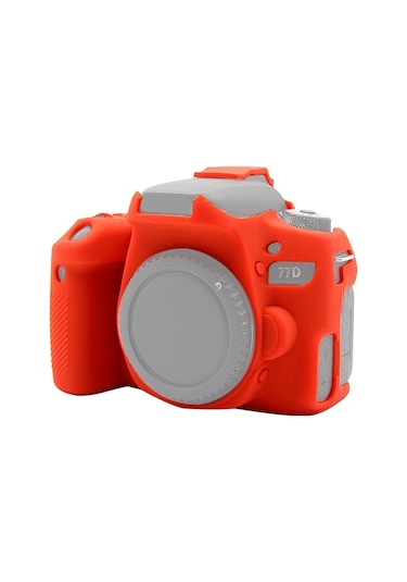 Sones Canon Eos 77d İçin Uyumlu Puluz Yumuşak Silikon Koruyucu Kılıf Kırmızı