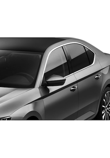 Skoda Super B Krom Cam Çerçevesi Tam Tur 2015+ Paslanmaz 12 Parça