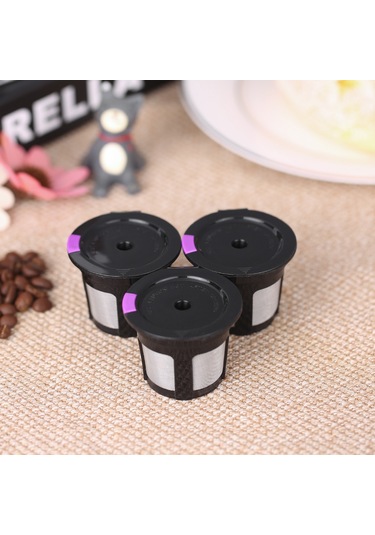 Youtek 3 Adet Tekrarlı Kullanım Kahve Kapsülü Kabuğu - Yiyecek Grubu Pp+304 Paslanmaz Çelik Filtre Siyah