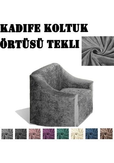 Kadife Koltuk ,kanepe,çekyat Örtüsü,koltuk Kılıfı Tekli Gri