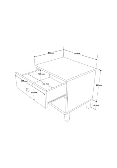 3680 Vento 2 Çekmeceli Komodin Sepet-beyaz