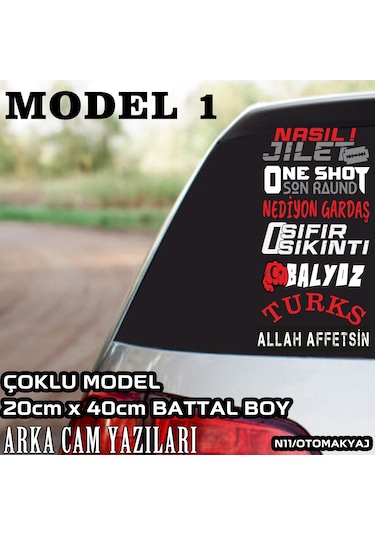 arka cam yazıları - çoklu model türkçe marka yazılı sticker seti