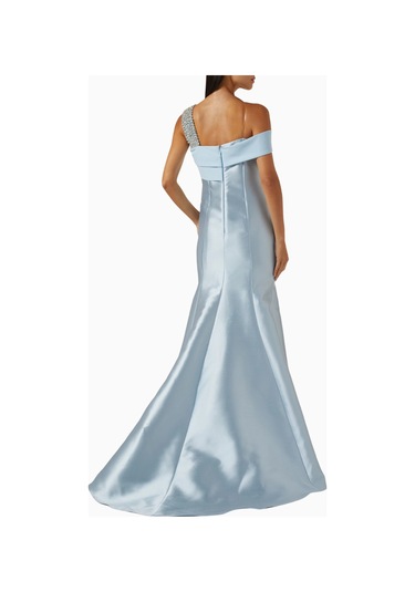 Ac By Aanchal Chanda Embellished Mermaid Mikado Kumaş Işlemeli Kadın Elbise Açık Mavi