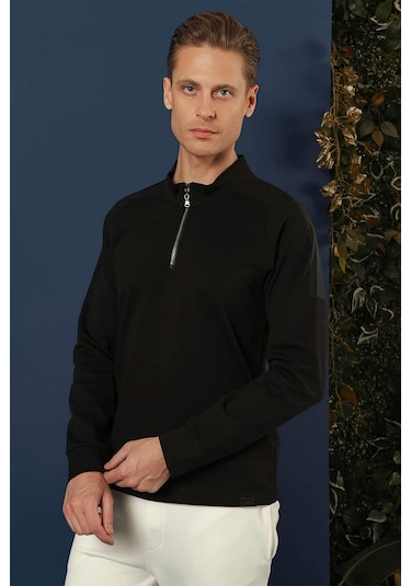 Swt 012 Swea Slim Fit Siyah Spor 47 - Sweatshırt Siyah