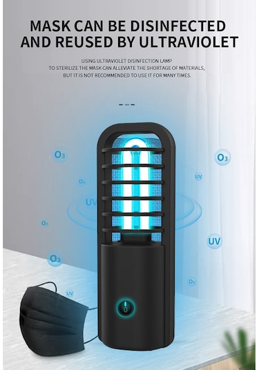 Uv Işık Şarj Edilebilir Ultraviole Işık Taşınabilir Uv Lamba Ultraviole Ve Ozon Temizleme Işığı Mobil Ultraviole Lamba Siyah