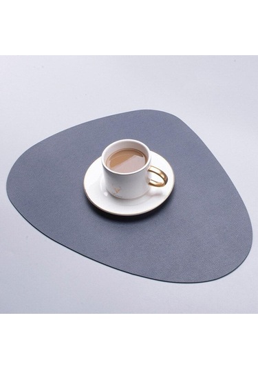 Lacivert&gr 2/6 Adet Pu Deri Masa Mat Placemats Masa İçin Su Geçirmez Kaymaz Masa Peçetesi Yemekleri Sofra Takımı Mutfak Aksesuarları 2pcs Lacivert - Gri