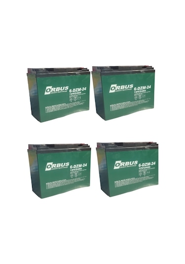Orbus 12v 24 Amper Dik Elektrikli Bisiklet Aküsü 4'lü Paket