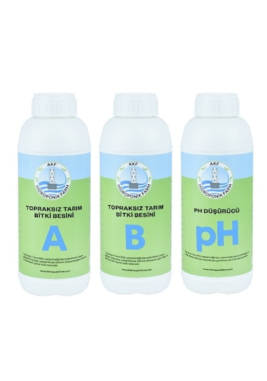 Topraksız Tarım Bitki Besini Ve Ph Düşürücü 1 Lt A 1 Lt B Ve 1 Lt Ph Düşürücü 1