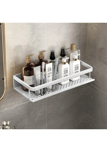 Banyo Rafı 30/40/50 Cm Mutfak Duvar Rafı Duş Tutucu Depolama Beyaz