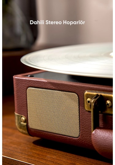 Fressi Dahili Hoparlörlü Pikap Müzik Kutusu Usb+rca+bluetooth Fr-p101 Zenitte Kahverengi