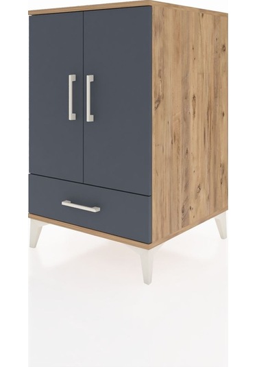 Kronos Komodin 3 Raflı Tek Çekmeceli 2 Kapaklı 60x59x96 Çam-a... Çam