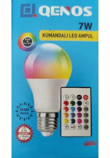 RGB Uzaktan Kumandalı 16 Renk Ampul Qenos