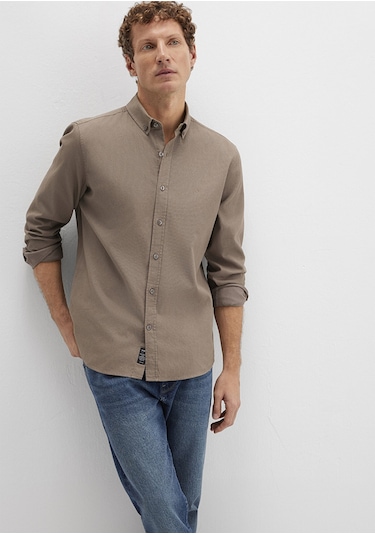 Mavi - Kahverengi Gömlek 0211192-83866 Kahverengi