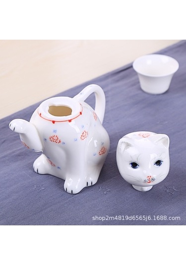 Pazly Sevimli Şanslı Kedi Seramik Pot 280 Ml Sanbuyos Kedi Karafı