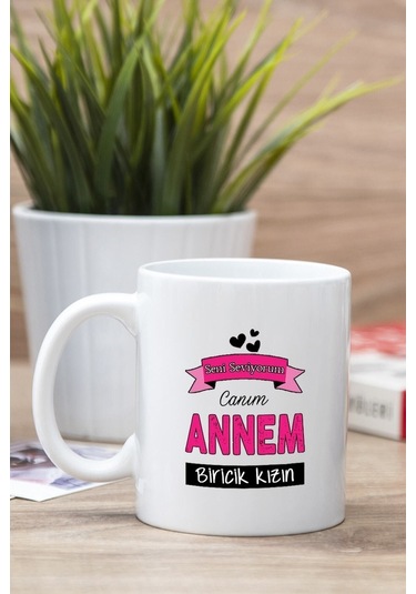 Beyaz Canım Annem Baskılı Kupa Bardak Renkli
