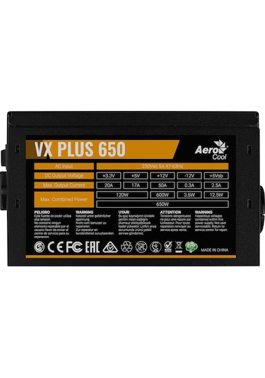 Aerocool VX Plus AE-VXP650 650W Güç Kaynağı