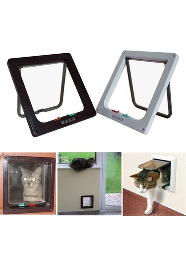 Willowhaven Beyaz 4 Yönlü Kilitli Kedi Köpek Kapısı Uzaktan Kumandalı İç Dış Mekan