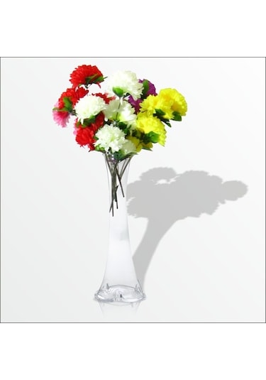 Uzun 80 Cm Cam Vazo 5 Renk Yıkanabilir Çok Başlı Çiçek Çiçekler