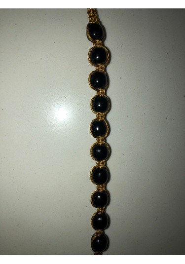 Siyah Boncuklu Bijuteri Bileklik Altın