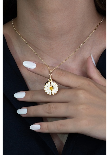 Kişiye Özel Isimli Açılan Papatya Kolye Bbk37 Gümüş