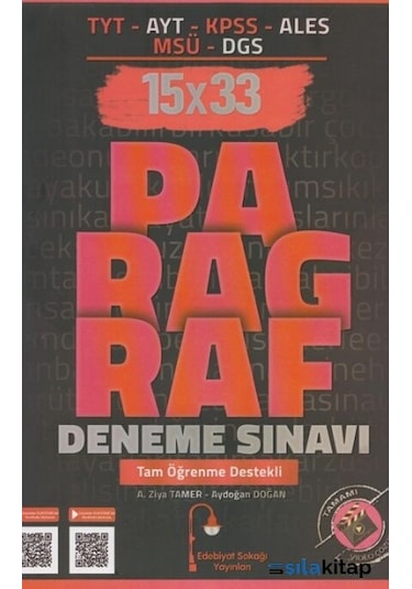 Edebiyat Sokağı Tyt Ayt Kpss Ales Msü Dgs Paragraf 15X33