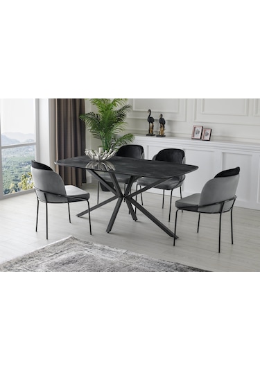 Çapraz High Gloss Yemek Masası 90 160 Cm 001