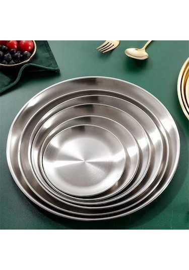 17cm Paslanmaz Çelik Kemik Tükürme Kabı Gümüş Sığ Tepsi Gümüş