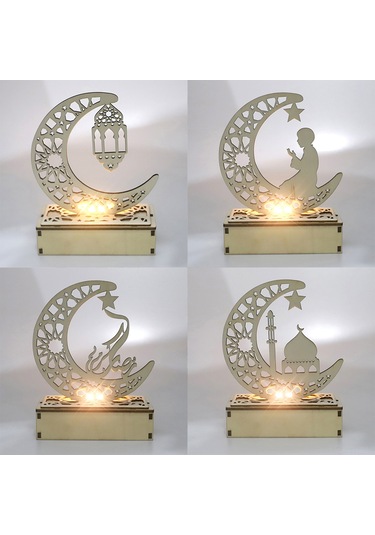 Ranyeek Ahşap Aydınlatmalı Ramazan Aydılessi Dekoratif Heykel - Jm01873 Modeli 1 Pil Dahil Değil Diğer
