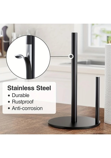 Honeybeeshop Mutfak Rulo Tutucu 2 Adet Siyah Premium Paslanmaz Celik Papir Rulo Tutucu Tezgah Rulo Dagiticisi -
