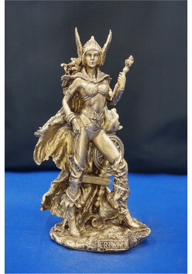 Frigga Tanrıca Heykeli - 25 Cm Mitolojik Dekoratif Biblo, Ev & Ofis Aksesuarı Altın