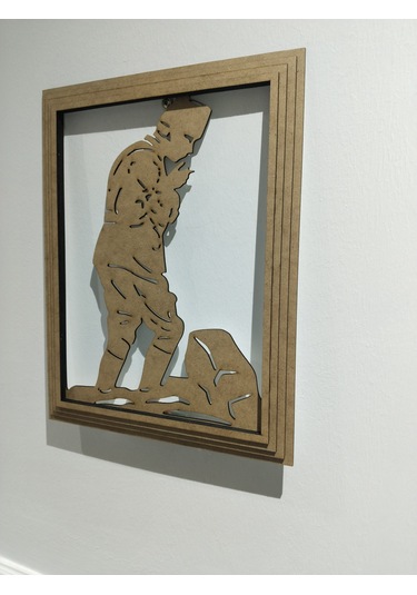 Led Işıklı Kurtuluş Savaşı Komutanı Atatürk Tasarımlı Ahşap Dekoratif Duvar Çerçevesi