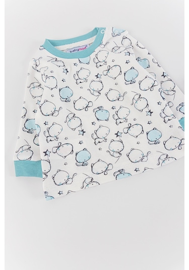 Kedi Figürlü 2'li Kız/erkek Bebek Body Sweat Takımı 001