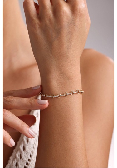 Gianfranco Halka Detaylı Taşlı 2 Charm Linaetta Bileklik Altın Sarı Altın