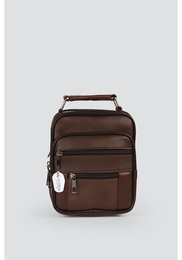 Westbag Erkek Çelik Kasalı Hakiki Deri El Ve Omuz Çantası Ayarlanabilir Askılı Küçük Boy Kahverengi