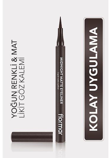 Flormar Midnight Matte Keçe Uçlu Mat Likit Göz Kalemi 002 Brown
