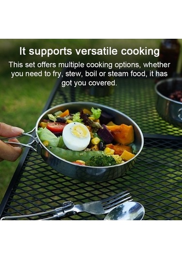 Ulzyvf Yürüyüşü Ve Suofeng Seyahat, Seti Pratik Pişirme Piknik Paslanmaz Parça Mutfak Kamp İçin Gümüş Ekipmanları Doğa Çelik 5 - Sa Gümüş Gümüş